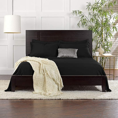 California King Sheets by Pure Bamboo, Genuine 100% Organic Viscose Derived from Bamboo Bed Sheet Set, Soft & Cooling, Double Stitching, Lifetime Quality Promise (California King, Black)