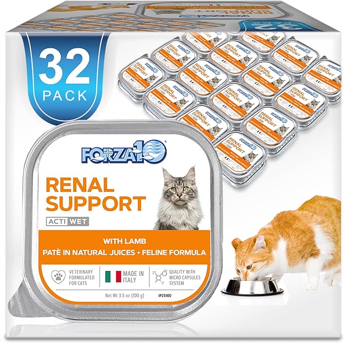 Forza10 Kidney Care Cat Food – Renal Support Wet Cat Food with Lamb, 3.5 oz Cans, 32 Pack – Vet Formulated, Made in Italy-Mewly Pet