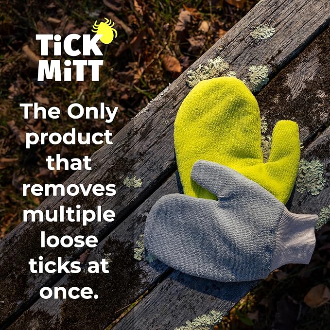 Yellow Tick Removal Glove for Humans & Pets - Safely Remove Ticks Effortlessly, Chemical-Free, Durable, Portable Tick Management Tool for Outdoor Adventures & Everyday Use-Mewly Pet
