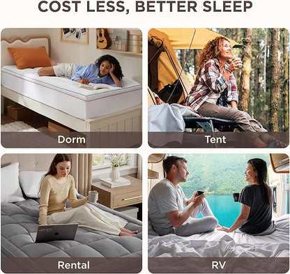 Bedsure Twin Mattress Topper - Pillow Top Mattress Pad Cover with Deep Pocket Fits up to 21 Inches, Plush Soft Bed Topper for Back Pain Relief, Overfilled with Down Alternative Filling, Grey