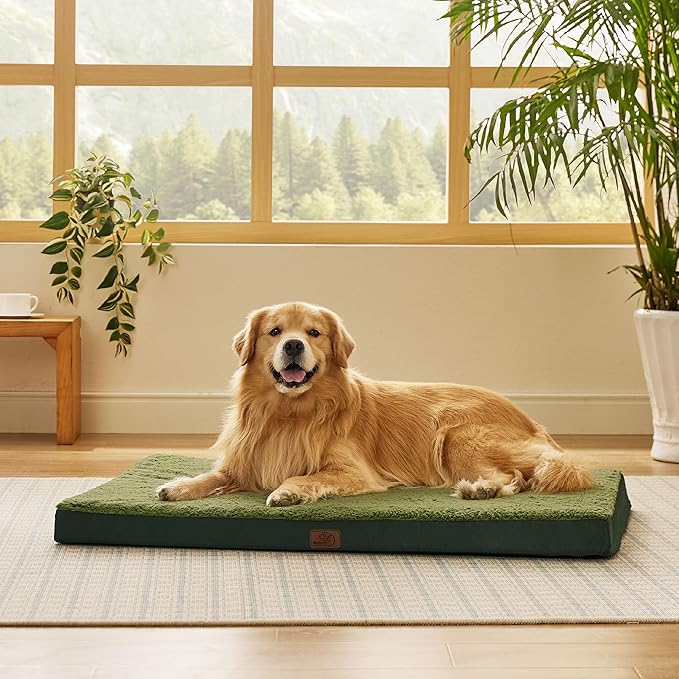 Bedsure XL Dog Beds Large Sized Dog -Orthopedic Flat Extra Large Pet Beds with Removable Washable Cover, Egg Crate Foam Mat, Suitable for Pet Up to 100 lbs-Mewly Pet
