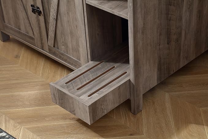 Cat Litter Robot Enclosure,Large Space for Placing Litter Robot 3/4,Power Outlet and Dog-Proof Shelf for Litter Robot Cabinet,Litter Collector for Automatic Litter Box Enclosure,Grey-Mewly Pet