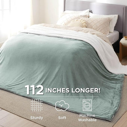 Bedsure GentleSoft Sherpa Fleece Oversized Cal King Blankets for Bed - Thick and Warm Throw for Women and Men, Soft Fuzzy Plush Large Blanket for Winter, Sage Green, 112x98 Inches