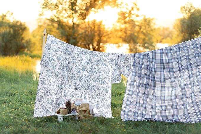 Laura Ashley - Flannel Sheets King Size, Anti-Pilling & Wrinkle Resistant Cotton, Touchably Soft for All-Season Comfort - Bed Sheets with Matching Pillowcases & Fitted Sheet (Vanessa Blue)