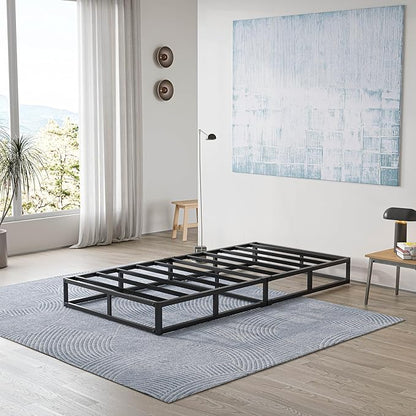 Box Spring Twin Size 5 Inch Low Profile Heavy Duty Metal Frame Mattress Foundation, Quiet Noise-Free,Easy Assembly, 3000lbs Max Weight Capacity