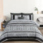 Boho King Size Comforter Set 8 Pieces,Gray Bohemian Striped Bed in a Bag,Floral Soft Microfiber Bedding Comforter Set