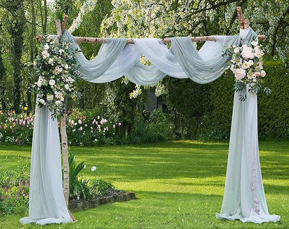 LinenZone Silver Window Scarf Valance in 288 Inch Size. Use Window Scarves as Canopy Bed or Backdrop Curtains, Curtain Scarf, or Sheer Fabric for Draping. (Amazing 55 x 288, Silver)