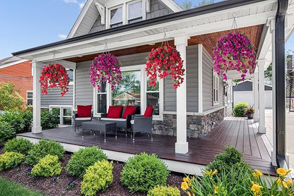 Artificial Hanging Flower Baskets for Fall Decoration, Outdoor Fake Plant Faux Silk Hibiscus Long Vines in Planter UV Resistant Realistic Flowers for Outside Porch Patio Home Decor, Yellow