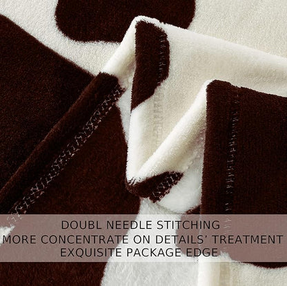 Flannel Cow Print Blanket Twin Size - Premium Lightweight Anti-Static Super Soft Cow Blankets for Twin/Twin XL Extra Long Bed,Winter Warm Cow Print Throw Blanket 66" x 90"(Brown Cow)