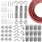 Globe String Light Suspension Kit, Outdoor Light Guide Wire, Vinyl Coated Stainless Steel Steel Cable，Include 150ft Transparent PVC and 304 Stainless Steel Wire Cable, Turnbuckle and Hooks