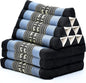 Leewadee - Comfortable Japanese Floor Mattress - Thai Floor Bed with Triangle Cushion - Futon Mattress - Thai Massage Mat, 67 x 21 inches, Blue, Kapok Filling