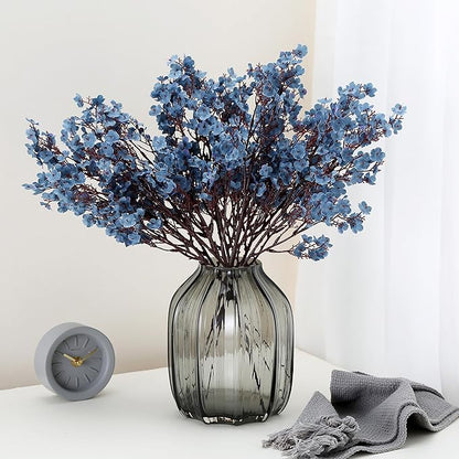 JAKY-Global Babys Breath Silk Artificial Flowers Bulk 6pcs for Fall Decor Fake Flower Bouquet Bulk for Home Kitchen Indoor Bouquet Floral Arrangement Table Centerpieces Party Decor(Blue Ashes)