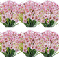 20 Bundles Artificial Flowers Outdoor UV Resistant Fake Flowers No Fade Faux Plastic Plants Garden Porch Window Box Decorating(Pink)…