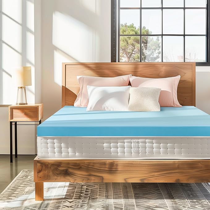Subrtex Mattress Topper, Memory Foam Mattress Topper, Gel-Infused Memory Foam Topper for Side Stomach Sleepers, Breathable Bed Toppers (4 Inch, King)