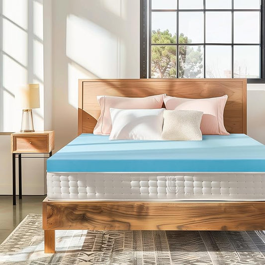 Subrtex Mattress Topper, Memory Foam Mattress Topper, Gel-Infused Memory Foam Topper for Side Stomach Sleepers, Breathable Bed Toppers (4 Inch, Full)