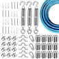 Globe String Light Suspension Kit, Outdoor Light Guide Wire, Vinyl Coated Stainless Steel Steel Cable，Include 150ft Transparent PVC and 304 Stainless Steel Wire Cable, Turnbuckle and Hooks