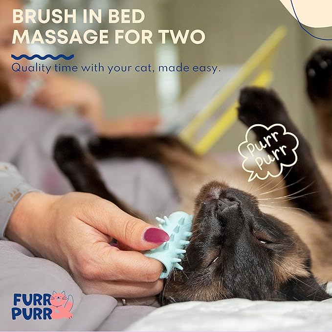 Furr&Purr Cat Brush, Made in the USA, Face Massager, Face Scratcher, Calming Care Comb for Cats, Indoor Cats (1-Pack)-Mewly Pet
