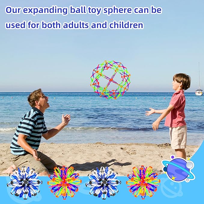 2Pcs Colorful Sphere Expandable Breathing Balls Fidget Toy-Great Anxiety Stress Reliever,Collapsible Expanding Magic Ball Toys for Kids & Adults Mindfulness Meditation Practices , Yoga -ADHD-Mewly Pet