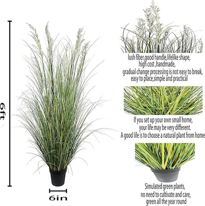 Artificial Plant 71in（6ft,2pack） Tall Artificial Grass Plant,Faux Plants Indoor Home Decorative Artificial Plants & Flowers in Pot Fake Plant, House Plant Indoor