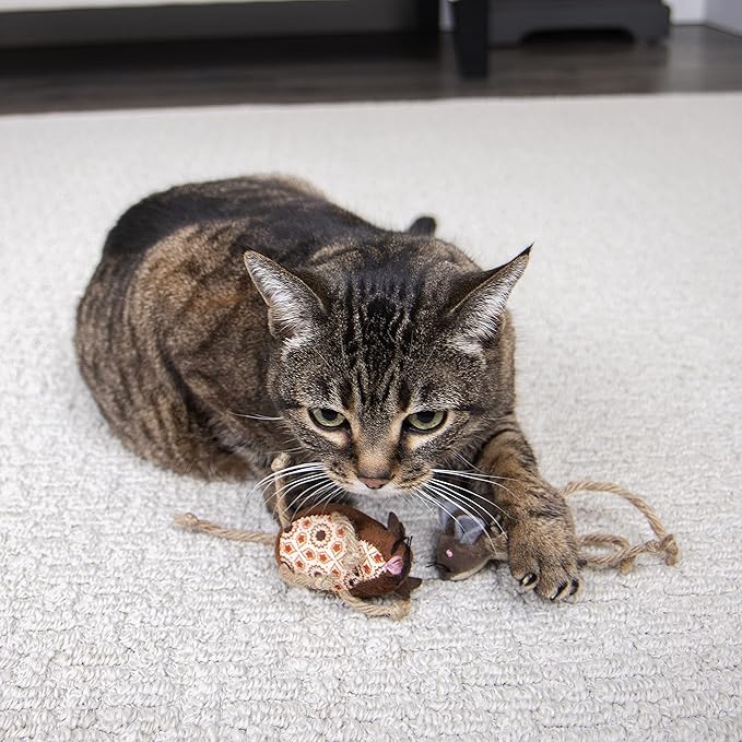 Petlinks (2 Count) Lil' Critters Mice Catnip Cat Toys - Brown, 2 Count-Mewly Pet