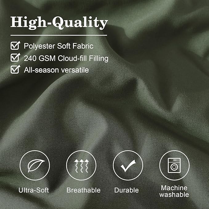 Monbix Full Comforter Set - 7 Pieces Olive Green Bed in a Bag Full Size Bedding Sets with Comforters, All Seasons Down Alternative Comforter with Sheets,Pillowcases & Shams