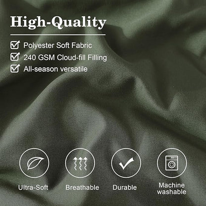 Monbix Full Comforter Set - 7 Pieces Olive Green Bed in a Bag Full Size Bedding Sets with Comforters, All Seasons Down Alternative Comforter with Sheets,Pillowcases & Shams