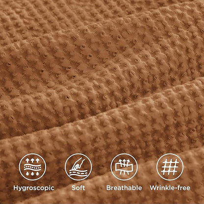 Bedsure Cotton Duvet Cover King - 100% Cotton Waffle Weave Hazel Duvet Cover King Size, GentleSoft™ and Breathable Bedding Set for All Season, 3 Pieces, 104"x90"
