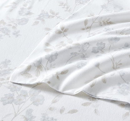 Laura Ashley - Flannel Sheets Full Size, Anti-Pilling & Wrinkle Resistant Cotton, Touchably Soft for All-Season Comfort - Bed Sheets with Matching Pillowcases & Fitted Sheet (Fawna Grey)