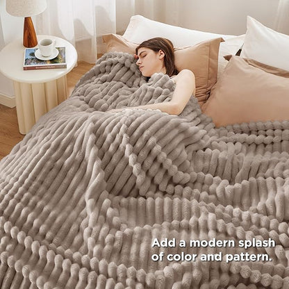 Bedsure GentleSoft Mocha Meringue Fleece Blanket for Couch - Cozy Soft Blankets for Women, Cute Small Throws for Girls, 108x90 Inches