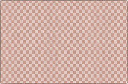 Flagship Carpets Schoolgirl Style Blush Checkerboard Educational Area Rug for Kids Room Seating Décor, Children's Classroom, Play Carpet for Teaching and Playroom, 5' x 7'6", Blush Pink