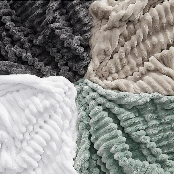 Bedsure GentleSoft White Throw Blanket for Couch - Cozy Soft Blankets for Women, Cute Small Throws for Girls, 50x60 Inches