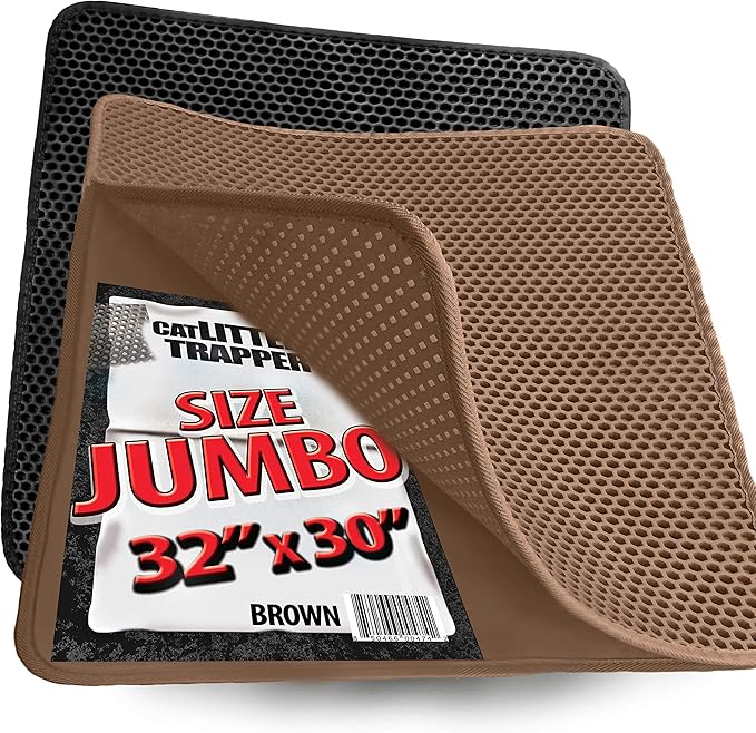 iPrimioJUMBO Size Cat Litter Trapper - EZ Clean (Brown/Tan) - 32 inches by 30 inches/Super Big. Exclusive Water Proof Layer and Puppy Pad Option. Patent Pending.-Mewly Pet