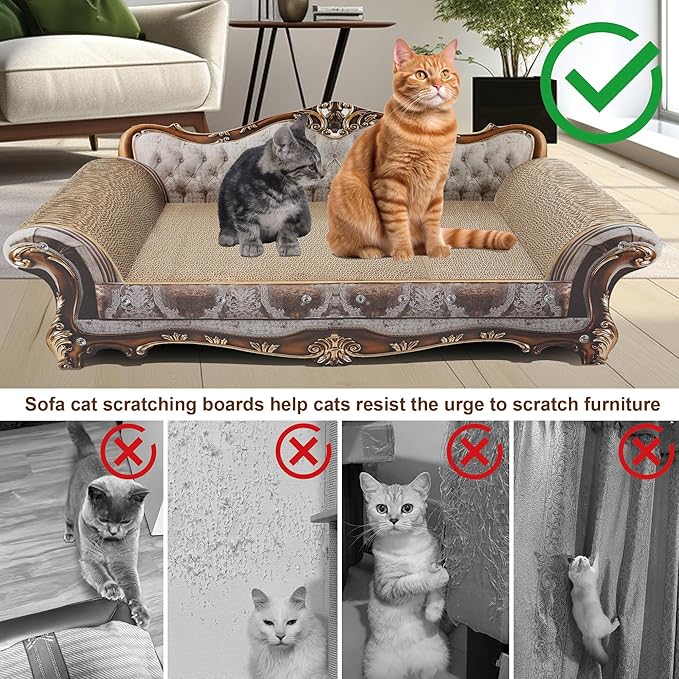 Sofa Shaped Scratching Couch,Thick Scratching Cardboard, Lounge Bed for Indoor Rest&Play, Sofa Scratcher Pad (39.4" L X 14.4 "W X 14" H)-Mewly Pet
