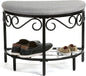 Mango Steam Half Moon Shoe Bench - Vanity Seat/Dressing Stool/Makeup Chair - Heather Gray