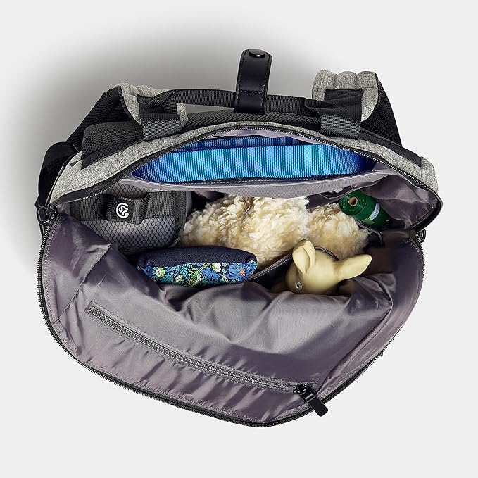 Porter 2-in-1 Dog Gear Backpack – Premium Dog Travel Bag with 10 Pockets, Zip-Off Treat Pouch, Leash Clip, Waterproof Pockets & Water Bottle Holder – Weekend, Hiking, Camping, Checkerboard-Mewly Pet