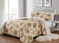 Fancy Collection 3 Pc Quilted Bedspread Over Size New (King/California King, Beige Rust Green Floral)