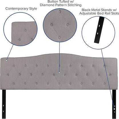 Flash Furniture Cambridge Tufted Upholstered King Size Headboard in Light Gray Fabric