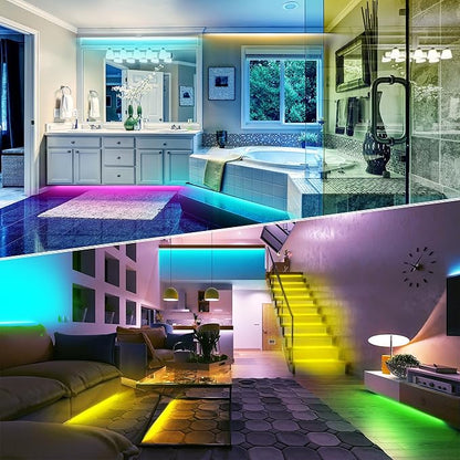 Led Lights for Bedroom 100ft (1 Roll), Color Changing RGB Led Strip Lights with 60 Keys Remote and App Control, Music Sync Led Lights for Room Kitchen Party Home Decor