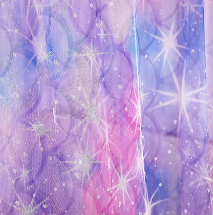 Mengersi Tie Dye Canopy Bed Curtains with Lights,Gradient Ombre Bed Canopy for Girls,Canopy for Bed Princess Bed Drapes for Girls Room Decor(King,Purple)