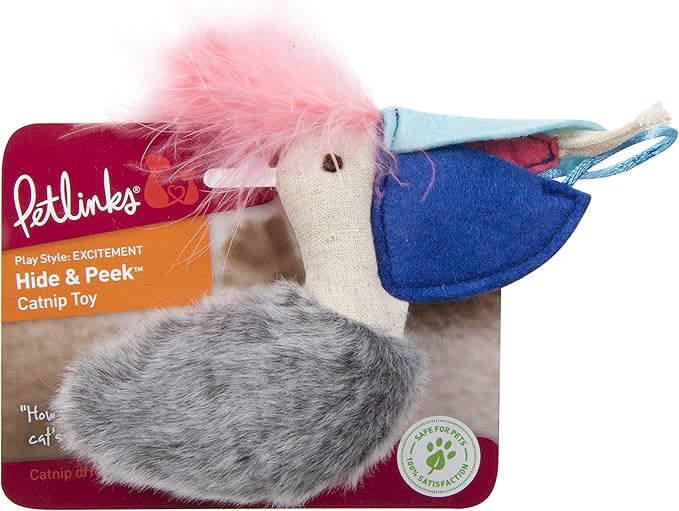 Petlinks Hide & Peek Pelican Plush Catnip Cat Toy - Multi Color, One Sisze-Mewly Pet