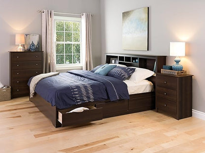 Prepac Sonoma Traditional Tall Nightstand Side Table with 3 Drawers, Functional Tall 3-Drawer Bedside Table 16" D x 23" W x 29" H, Espresso, EDC-2403