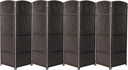 Sorbus Room Divider 6 ft. Tall - Privacy, Wide Double Hinged, Mesh Hand-Woven Design, Folding Screens, Wall Divider for Room Separation, Espresso Brown Wicker, 8 Panel