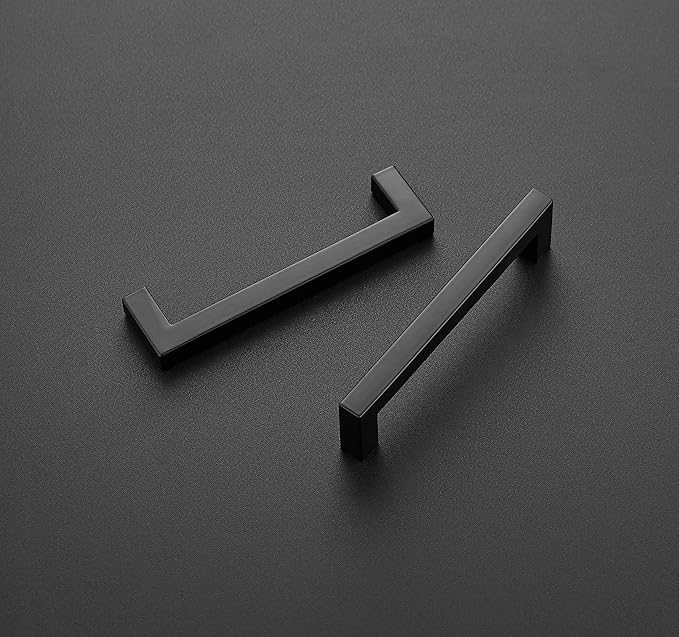 Ravinte 60 Pack Cabinet Handles Square Cabinets Cupboard Hanldes Matte Black Drawer Pulls Stainless Steel Kitchen Cabinet Pulls Cabinet Hardware Drawer Handles 5 inch Hole Center