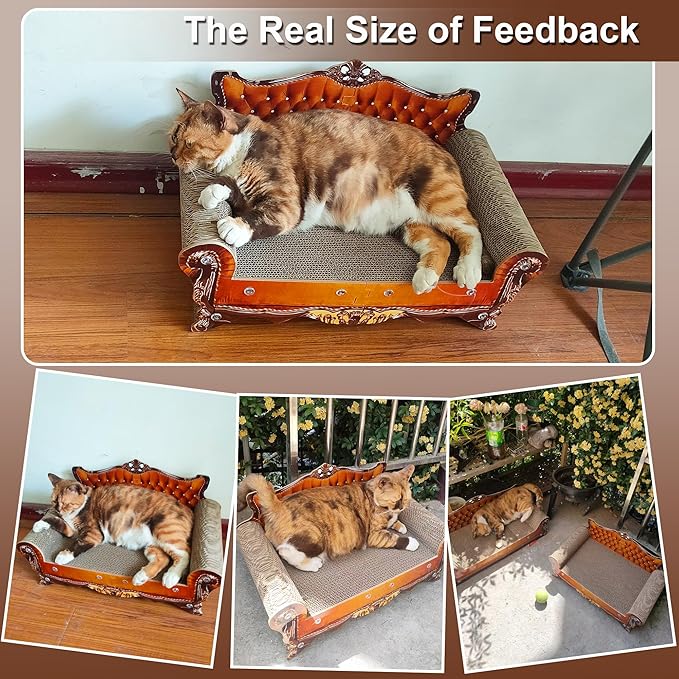 Sofa Shaped Scratching Couch,Thick Scratching Cardboard, Lounge Bed for Indoor Rest&Play, Sofa Scratcher Pad (21.2" L X 12.2 "W X 11.8" H)-Mewly Pet