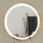 Hasipu 24 Inch Round LED Mirror for Bathroom with Lights, Gold Circle Vanity Mirror for Wall, Metal Framed Frontlit Bathroom Lighted Mirrors Anti-Fog, Dimmable, 3 Colors Makeup Mirror Wall Mounted