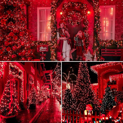 Christmas Lights Indoor Outdoor, 2PACK 13FT 50-count Lights Incandescent Mini Halloween String Light, 120V UL Certified Green Wire Light for Xmas Tree, Patio, Holiday, Party, Home, Garden Decor,Red