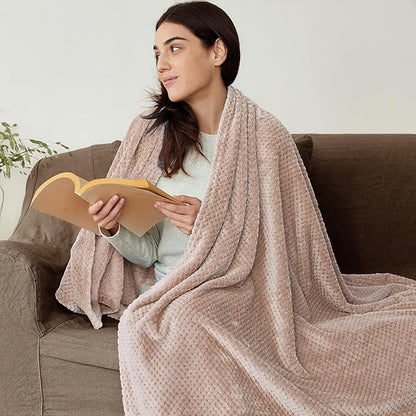 Exclusivo Mezcla Fleece Bed Blanket Twin Size, Super Soft and Warm Blankets for Couch, Sofa and Bed Waffle Textured, Cozy, Fuzzy and Lightweight (Camel, 90x66 Inches)