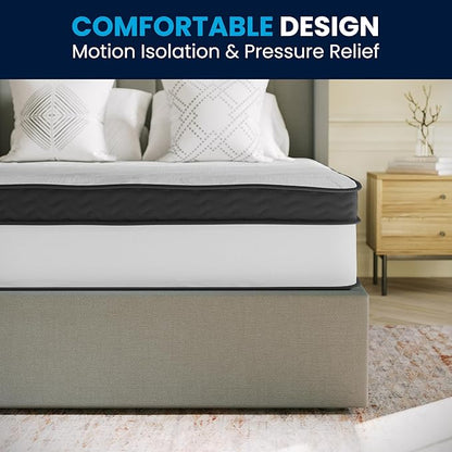Flash Furniture Capri Comfortable Sleep 12" Hybrid Pocket Spring and Foam Mattress in a Box, Foam Pocket Spring Hybrid Mattress for Pressure Relief, Queen