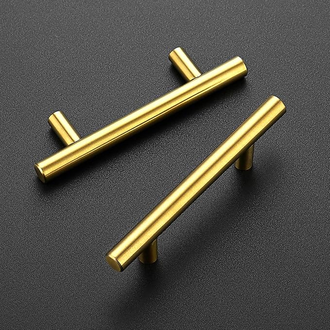 Ravinte 40 Pack 5 Inch Cabinet Pulls Brushed Brass Stainless Steel Kitchen Drawer Pulls Cabinet Handles 5”Length, 3” Hole Center
