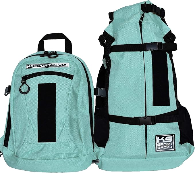 K9 Sport Sack Plus 2 - Medium, Summer Mint - Ideal for Dogs 17-19” Long - Adjustable, Backpack-Style Carrier with Multi-Functional Storage Pack, Thick Shoulder Straps & Padded Back Panel-Mewly Pet